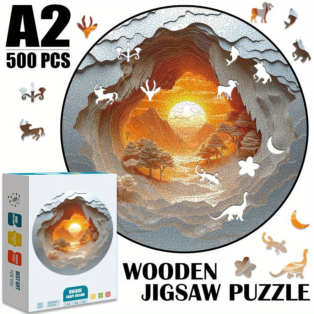 500pcs A2 3D Animal & Nature Wooden Jigsaw Puzzle for Adults