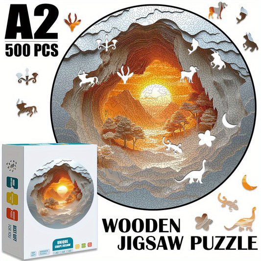 500pcs A2 3D Animal & Nature Wooden Jigsaw Puzzle for Adults