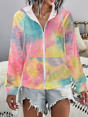Tie Dye Zip Up Hoodie Women's Sweatshirt