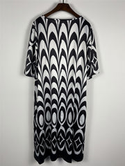 Colorblock Geometric Print Short Sleeve Dress