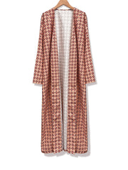Geometric Print Long Cardigan
