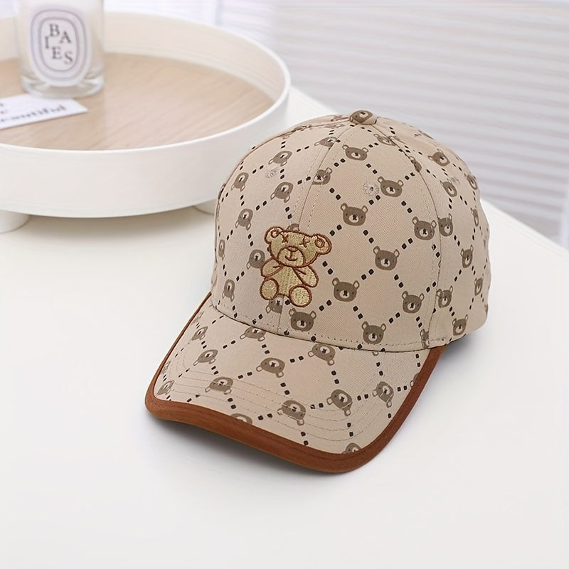 Kids Spring & Autumn Sun Resistant Hat w/ Bear Pattern