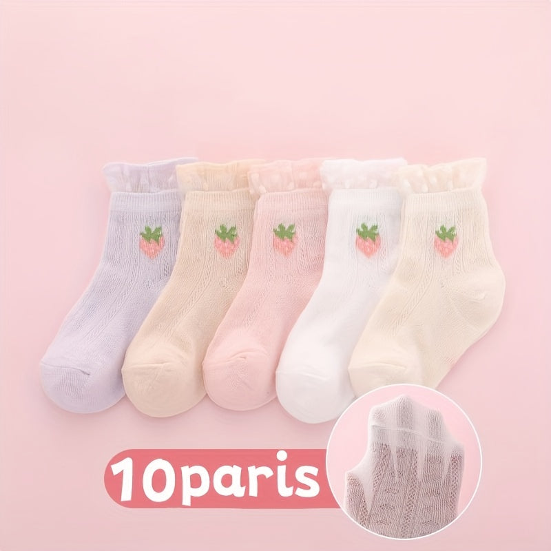 Girls Kids Flowers Pattern Socks Breathable Comfy Socks Spring Summer Children's
