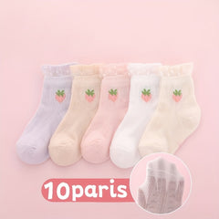 Girls Kids Flowers Pattern Socks Breathable Comfy Socks Spring Summer Children's