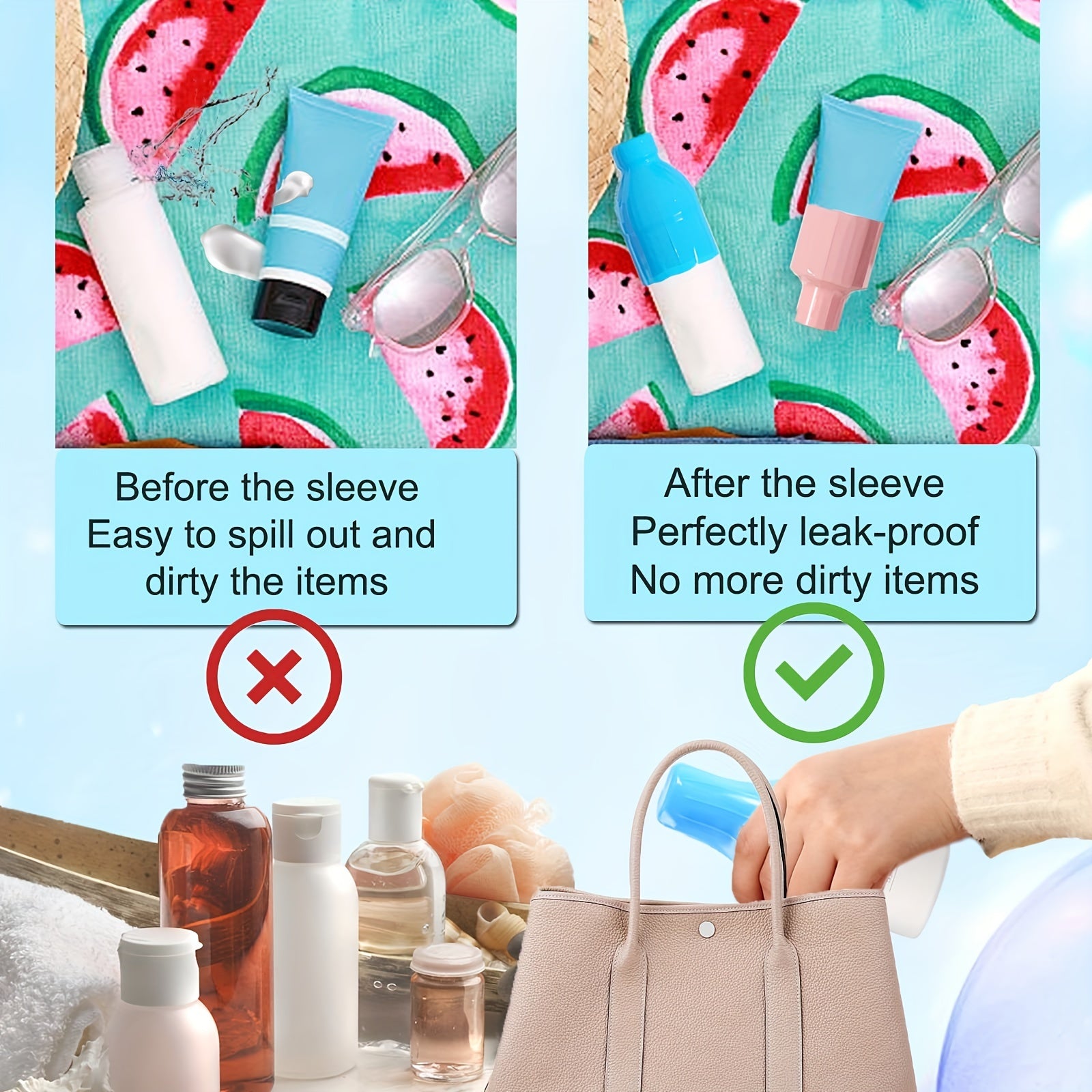 Leak Proof Silicone Travel Sleeves for Toiletries