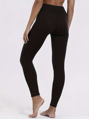 Solid Fleece High Rise Leggings Wideband Waist