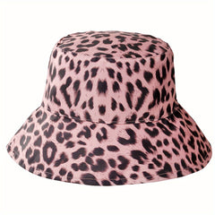 Leopard Print Reversible Bucket Hat Lightweight Sunscreen Fisherman Cap