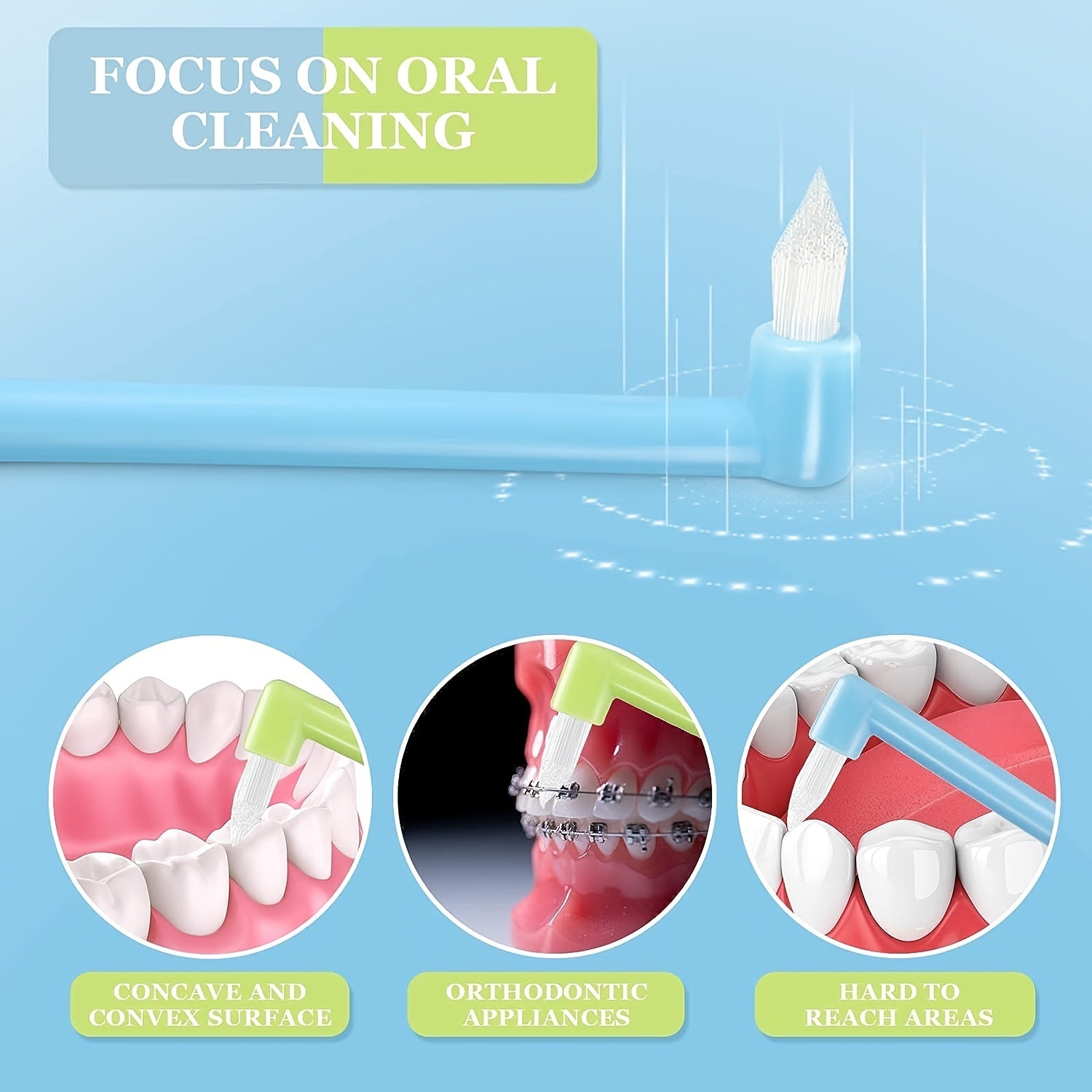 2pcs Slim Interspace Toothbrushes for Detail Cleaning Green