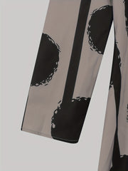 Abstract Print Zipper Dress Long Sleeve Casual Dress
