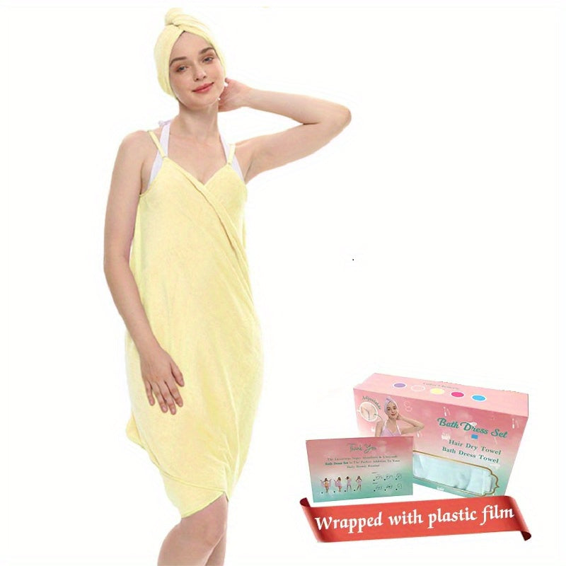 2pcs Soft & Absorbent Towel & Hair Caps Set for Women