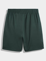 Men's Casual Green Stretch Knitted Cotton Shorts for Summer