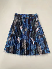 Floral Print Pleated Tie Waist Skirt for Women