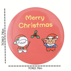 Christmas Theme Round Mirror Pocket Size Makeup Mirror for Travel
