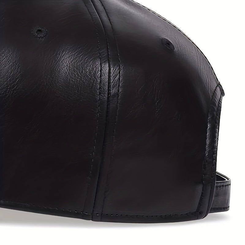 Men's PU Leather Baseball Cap Five-sided Hat
