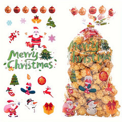 100 Christmas Cartoon Candy Packaging Bags Santa Claus Gift Bags