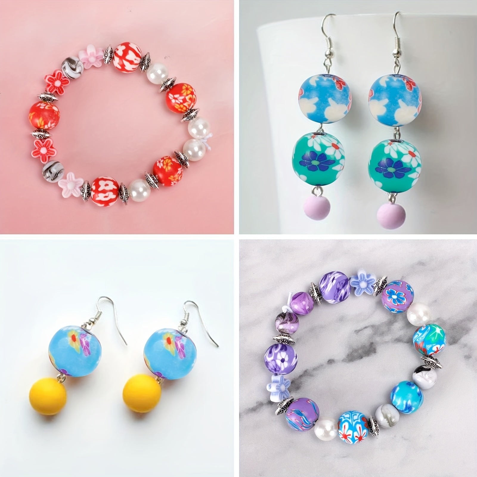 100PCS Bracelet Craft Beads Round Bulk Printing Loose Beads DIY Jewelry Making