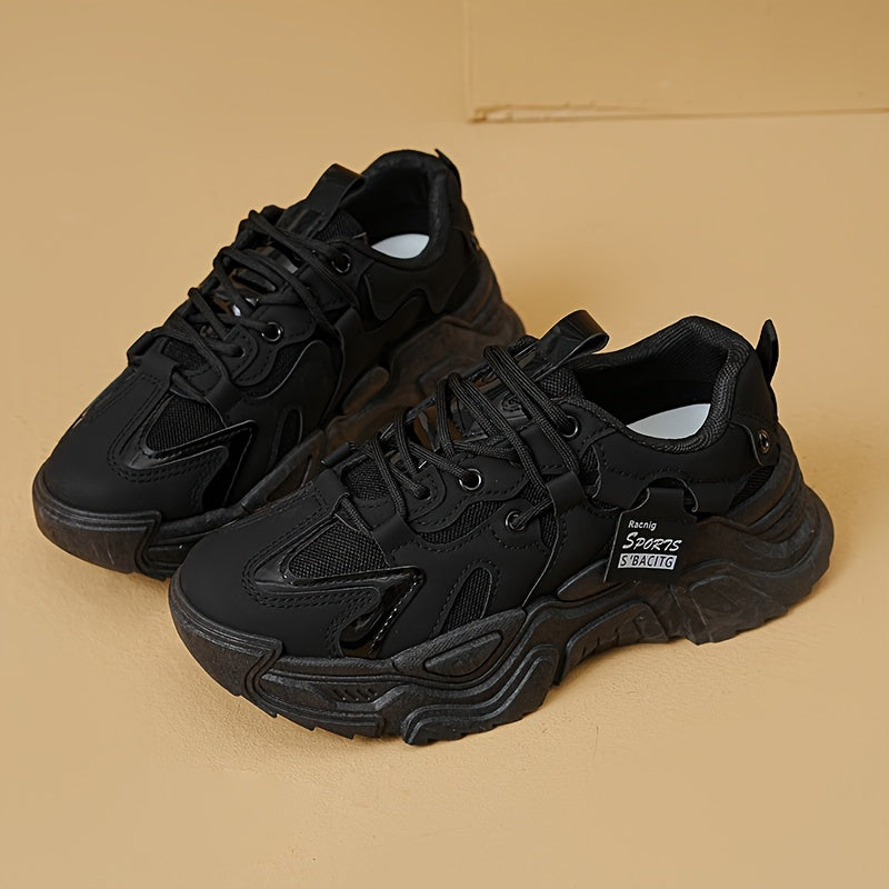 Women's Retro Platform Sneakers Lace-Up Casual Dad Shoes