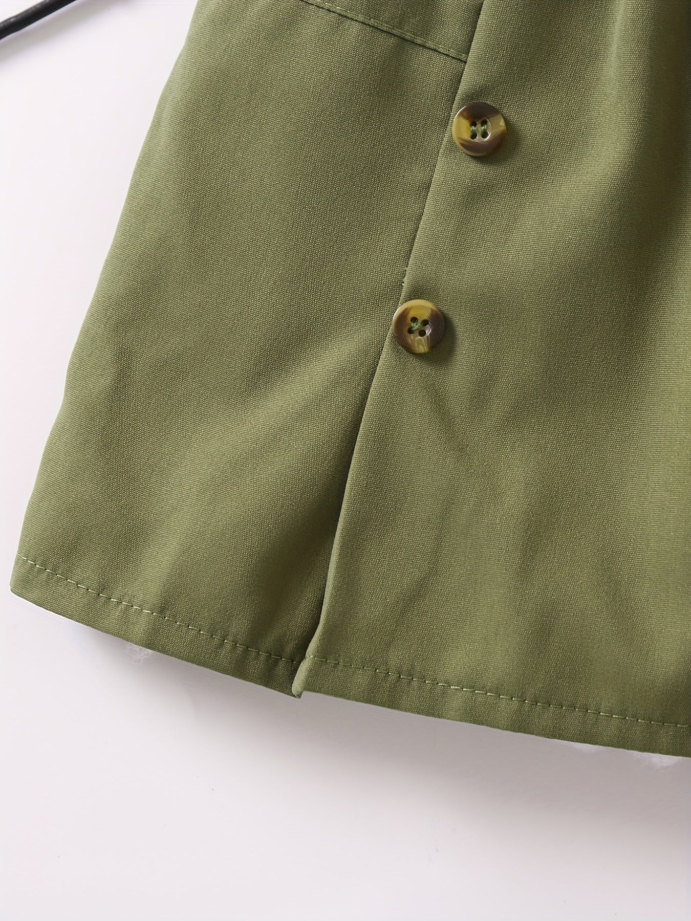 Girls Belted Skirt Casual Tunic Button Elastic Waist Preppy Skirts