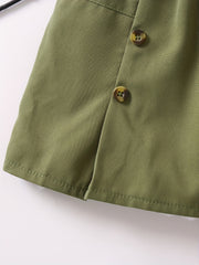 Girls Belted Skirt Casual Tunic Button Elastic Waist Preppy Skirts