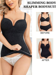 Women's V Neck Lace Tank Top Compression Slimming Cami