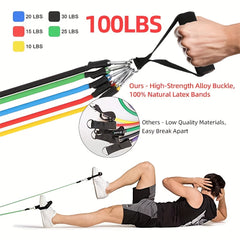 11pcs TPE Yoga Tension Rope Set Fitness Elastic Stretcher Universal