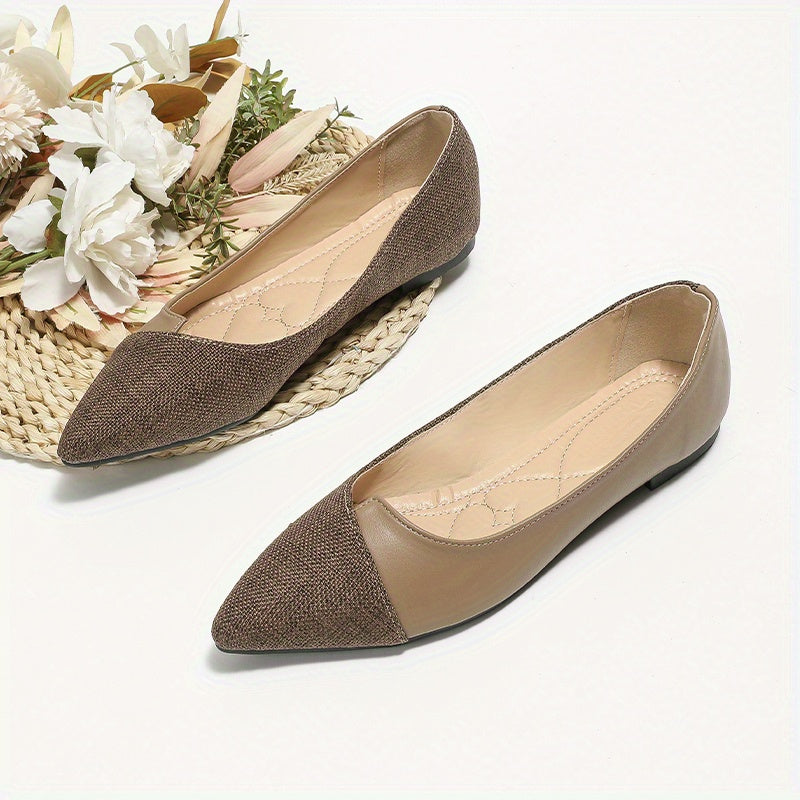 Women's Pointed Toe Ballet Flats Soft Sole Slip On Work Shoes