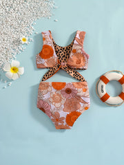 Baby Girls Floral Tank Top & Shorts Swimsuit for Summer