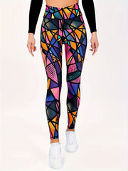 Geometric Print Yoga Pants High Waist Slimming Leggings Women's Activewear