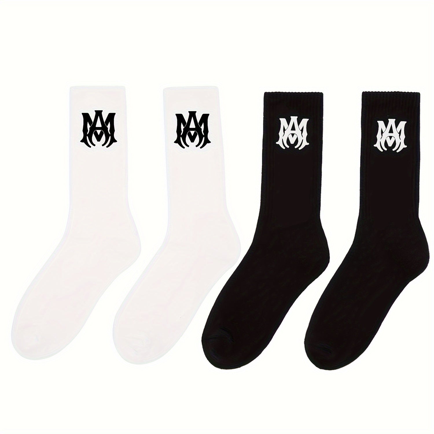 2 Pairs Cotton Crew Socks for Men Women
