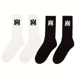 2 Pairs Cotton Crew Socks for Men Women