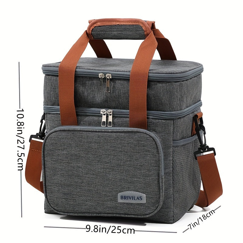 Double Layer Insulated Lunch Bag for Work Picnic School Travel