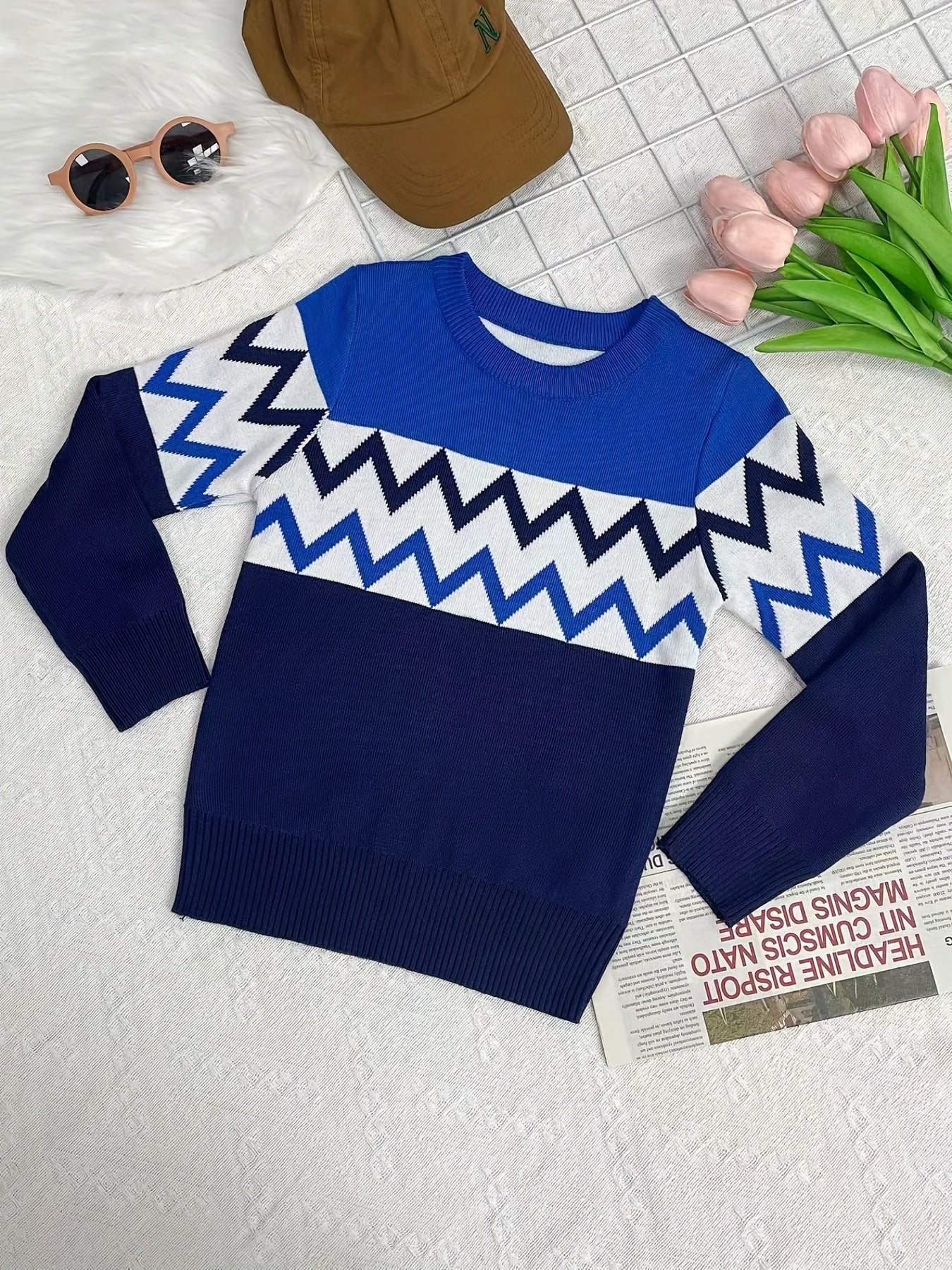 Boys Double Layer Thick Warm Pullover Sweater