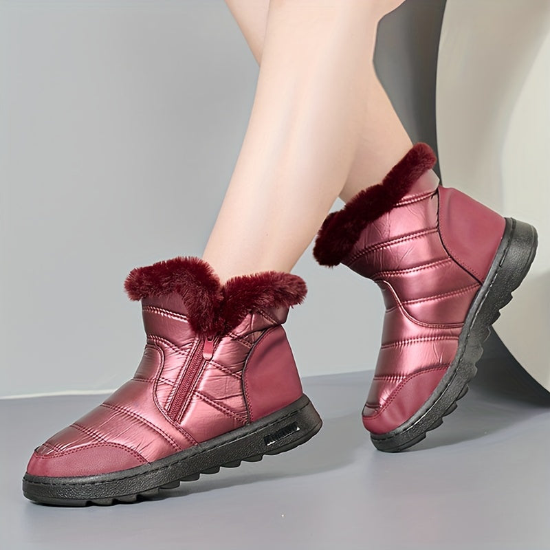 Women's Waterproof Non slip Snow Boots Thickened Zipper Winter Warm Hiking Boots