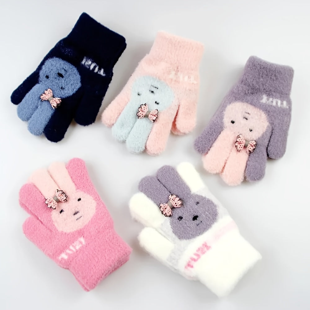 Kids Winter Gloves Cute Rabbit Design Warm Gloves for 3-6 Years