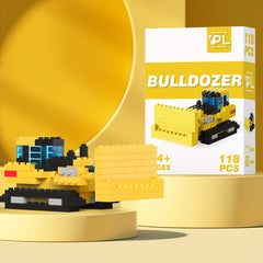 Construction Building Blocks Excavator Bulldozer Roller DIY Model