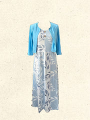 Solid Casual 2pc Set Open Front Solid Cropped Tops & Floral Print Dress