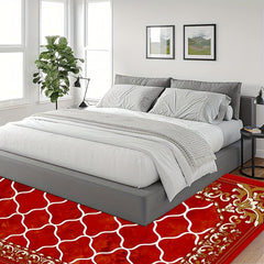 Modern Geometric Faux Cashmere Area Rug Vintage Red Soft Fluffy Living Room