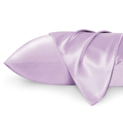2pcs 20x30 Inches Lavender Satin Silk Pillowcase Set Soft and Breathable