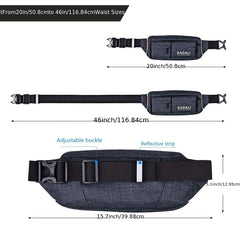 Waterproof Sports Waist Bag for Fitness & Hiking Zipper Adjustable Waist Bag