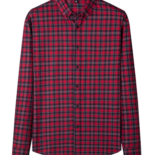 Plaid Print Men's Casual Button Up Long Sleeve Shirt