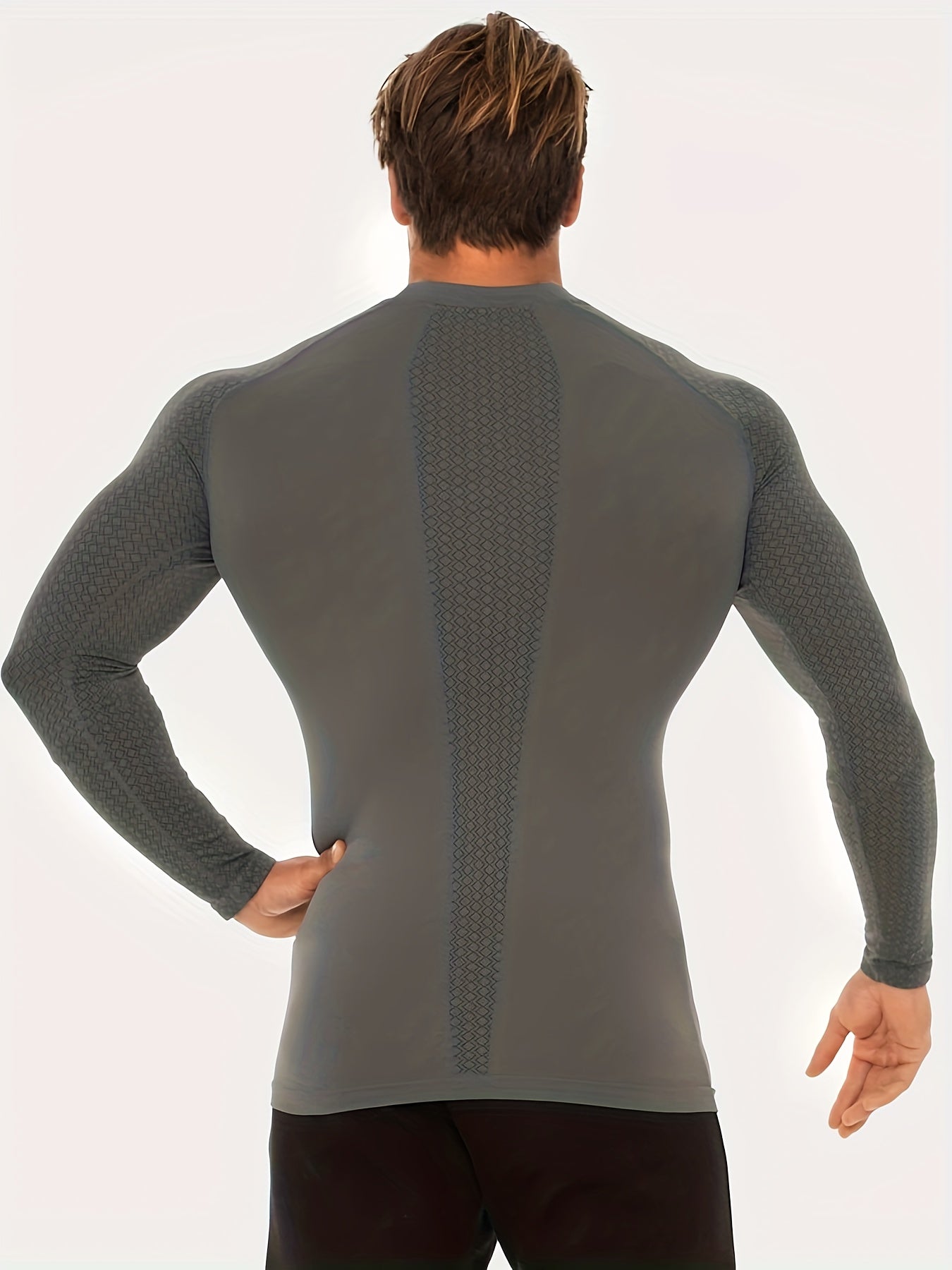 Men's Quick Drying Long Sleeve Shirt - Crew Neck Sweat Absorbing Undershirts