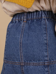 Girls Denim Solid Skirt