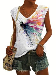 Floral Print V-Neck Tank Top for Women