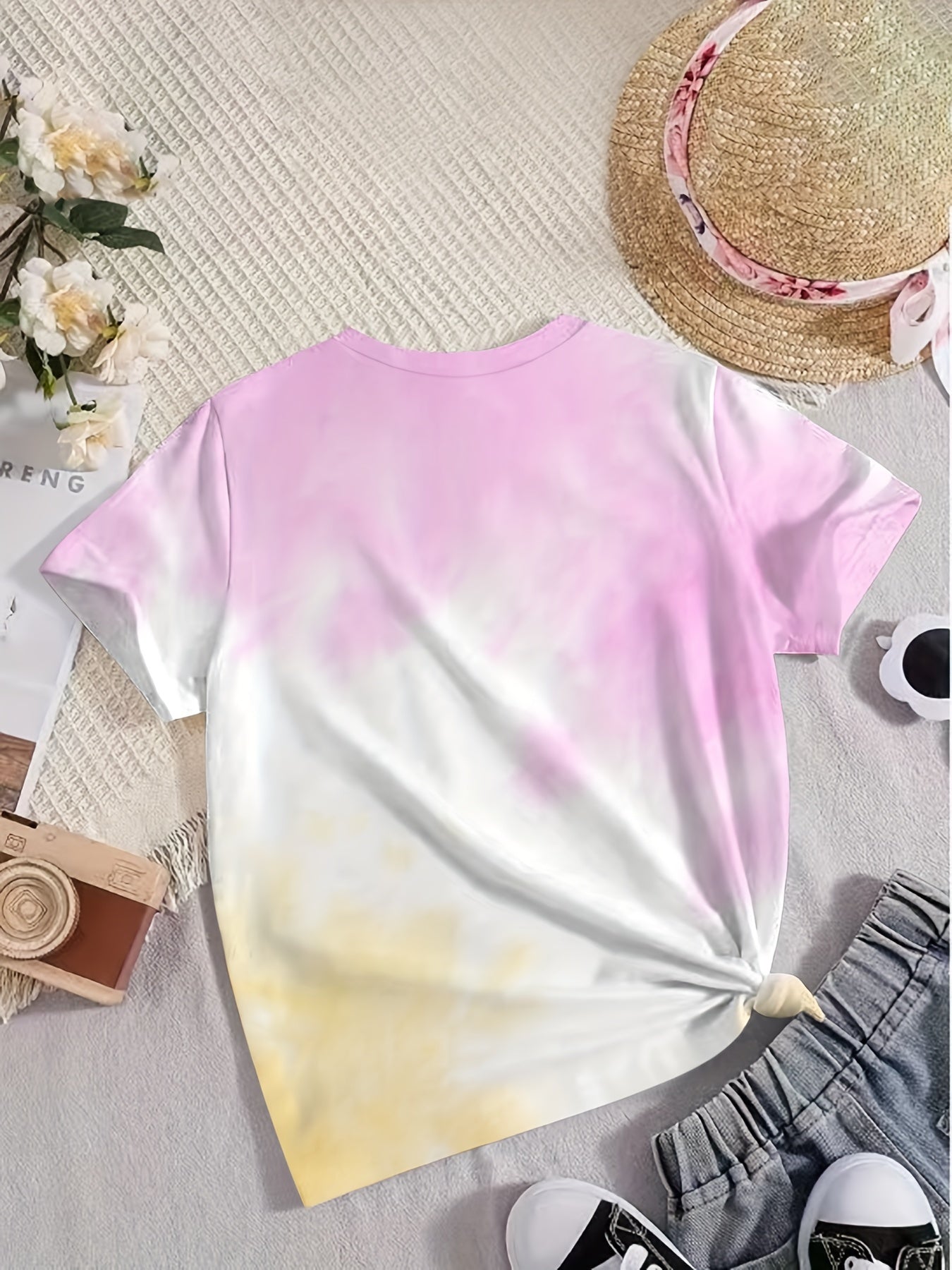 Cute Panda Graphic Tee for Girls - Summer Sports T-shirt