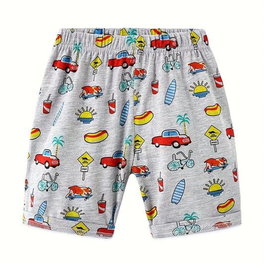 Cartoon Car Boys Quick Dry Summer Outdoor Shorts