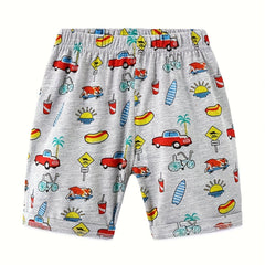 Cartoon Car Boys Quick Dry Summer Outdoor Shorts