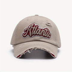 Baseball Cap Outdoor Curved Brim Embroidered Hat Washed Sunscreen Peak Cap