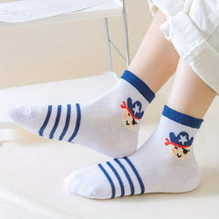 5pairs Baby Boys Cartoon Pattern Socks Breathable Low Cut Boat Socks