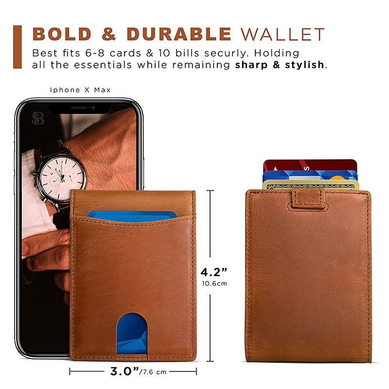 RFID Blocking Men's Credit Card Holder Leather Wallet For Men Money Clip