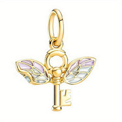 Star Galaxy Astronaut Beaded Bracelet with Angel Wings Charm